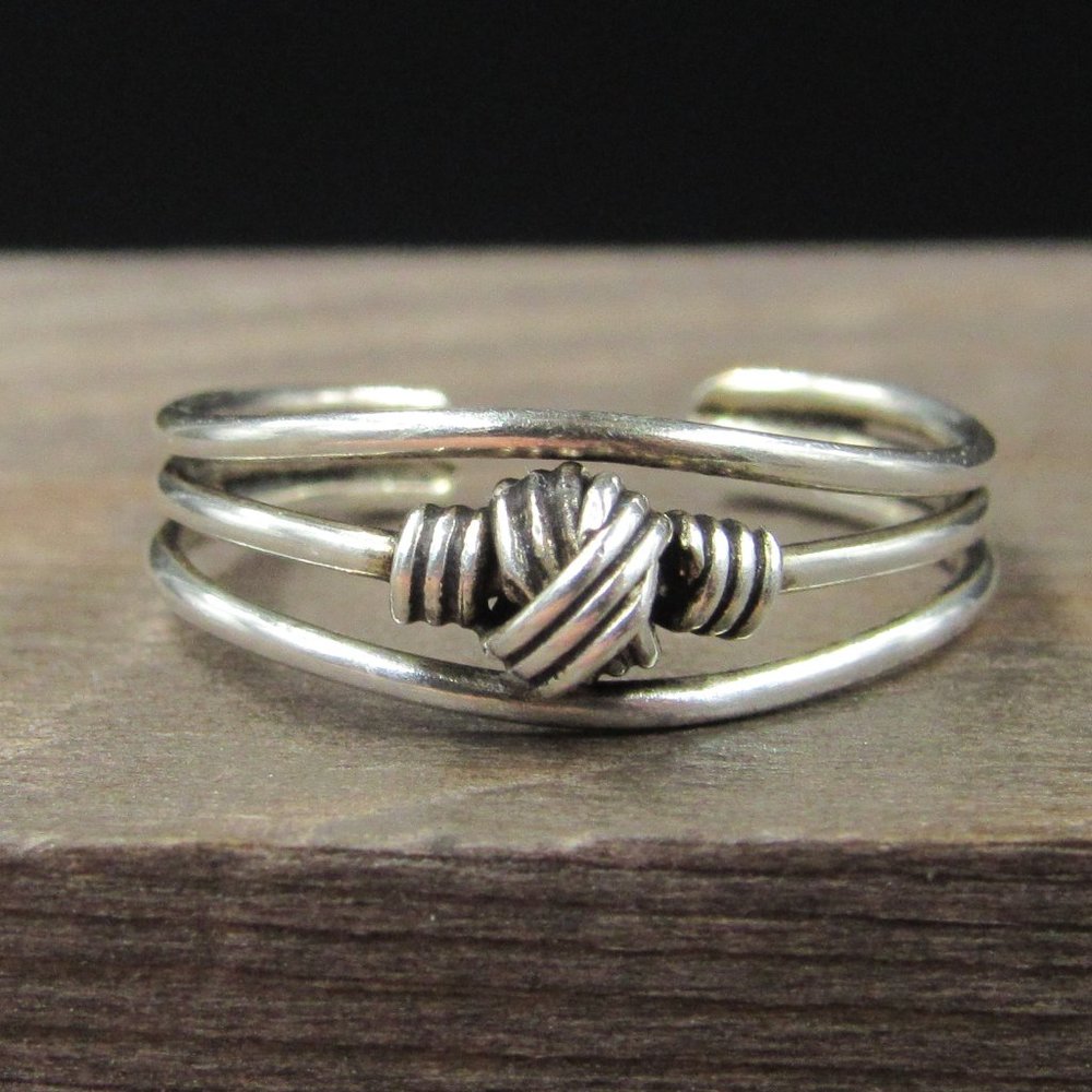Size 5 Sterling Silver Wire Knot Toe Band Ring Vintage - Picture 1 of 8